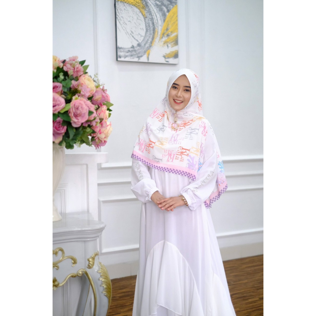 dress only seris coral basic by kameela hijab original / gamis branded kameela hijabku