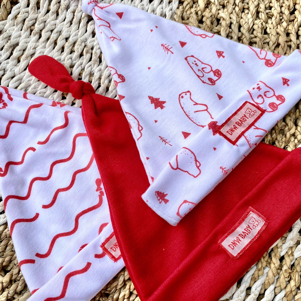 3 PCS kupluk bayi baru lahir kuncung sablon lucu DNW BABY