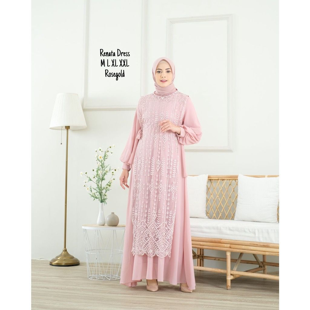 Renata Dress Brukat Malika 2in1 || Realpict (COD Bayar Ditempat)