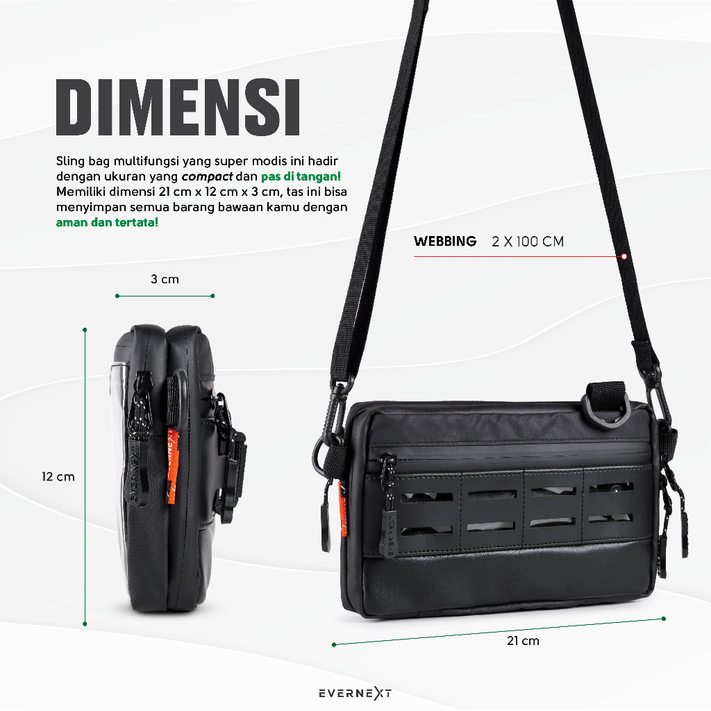 Tas Selempang Pria Waterproof Sling Bag Cowok Trendi Casual Hangout Travelling Anti Air Premium UE108