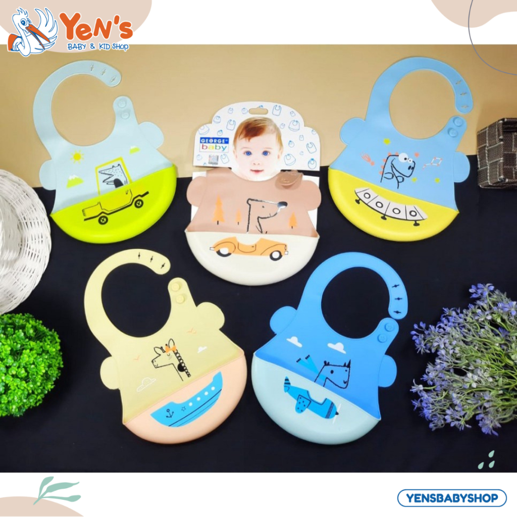 Bib Silicone Transportation George / Celemek Bayi Silicone George (BIBT)