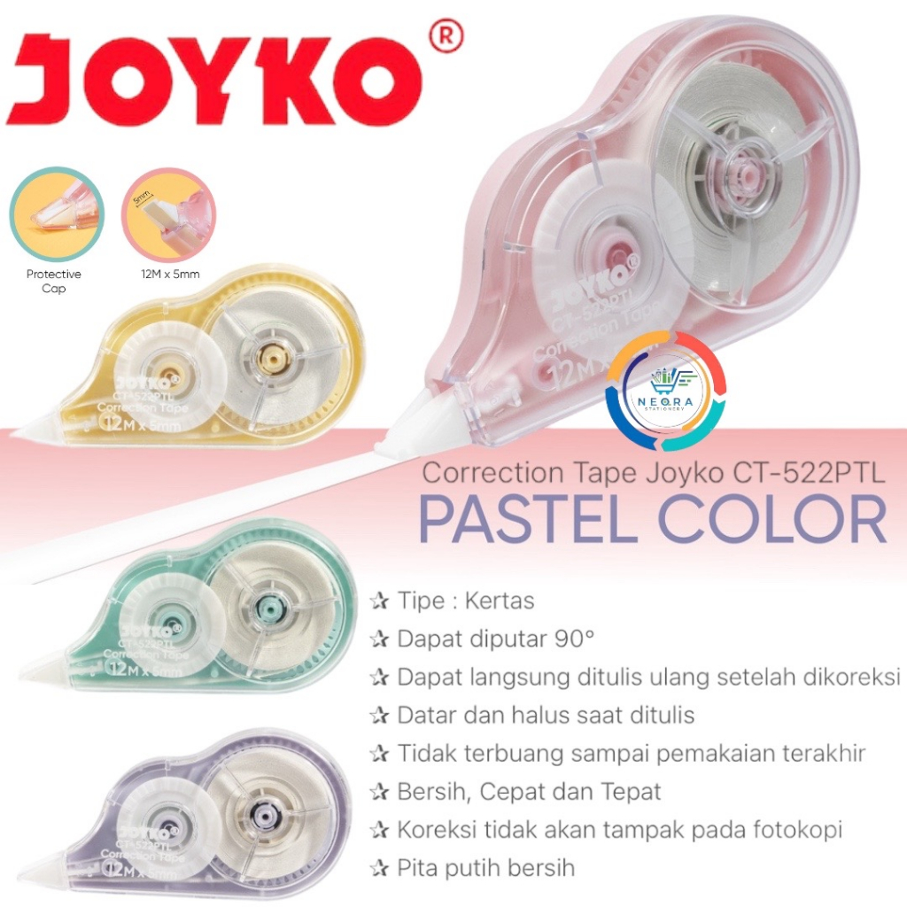 

Joyko Correction Tape CT 522 PTL Pastel | 12meter