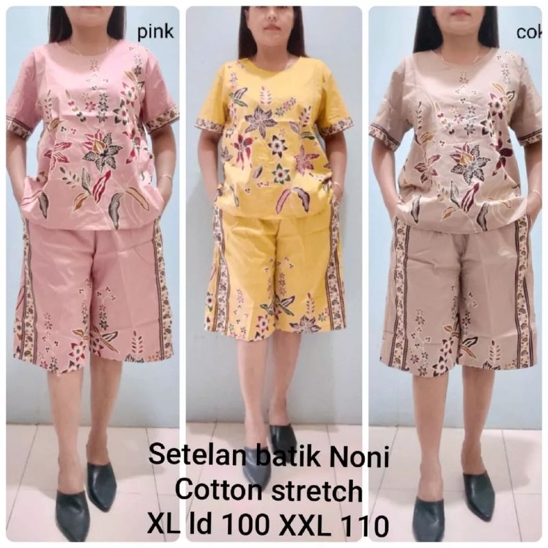 MD Standar~ Setelan Kulot Batik Pendek 7/8 Katun Stretch Premium