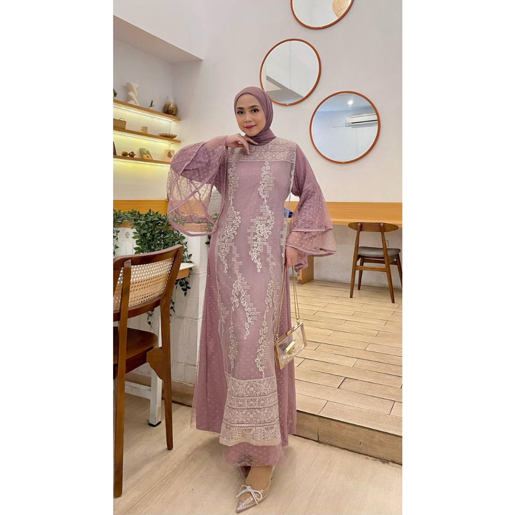 Medeline Long Dress Kondangan Brukat Gaun Prewedding Gamis Pesta Seragam Nikahan Baju Bridesmaid