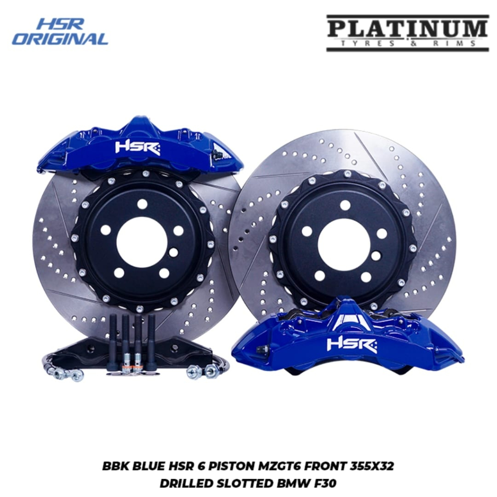 BIG BRAKE KIT BMW F30 BBK BLUE HSR 6 PISTON MZGT6 FRONT 355X32 DRILLED SLOTTED