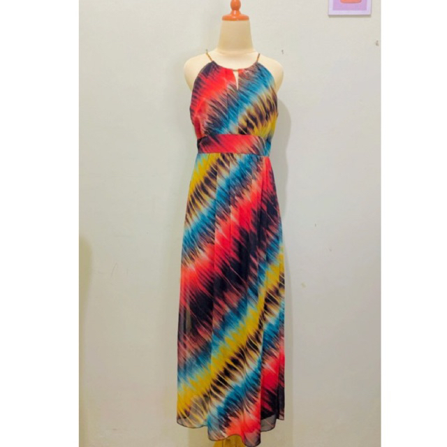 Dress Pesta Pantai Inner Dalaman Long Maxi Gamis Kaftan Polos kaos lengan kutung motif abstrak - Max