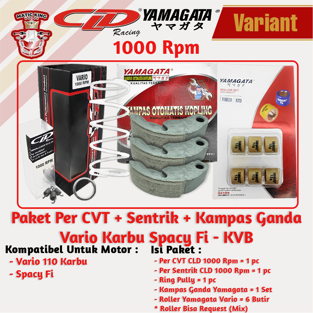 Paket Per CVT + Sentrik + Roller Kampas ganda Honda Beat Vario Scoopy PCX Genio Deluxe Spacy CLD YAMAGATA 1000/1500 RPM