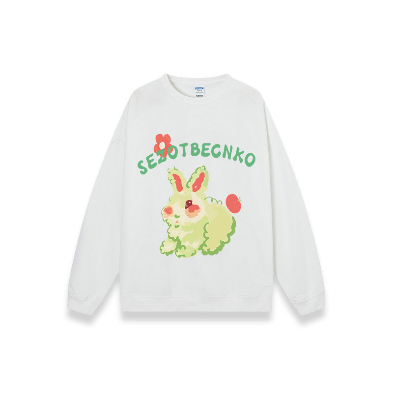 XiaoZhaiNv Korean Style Green Bunny Pattern Lengan Panjang Baju Sweater Wanita A0787