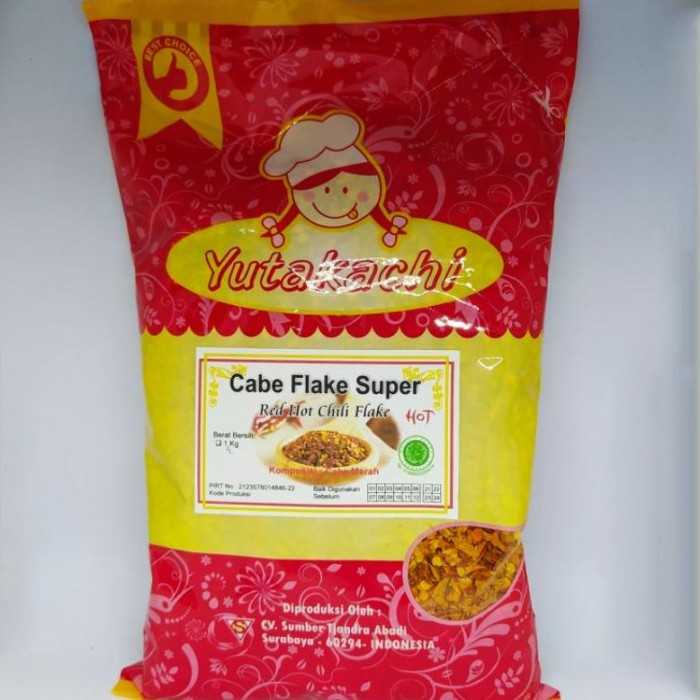 CABE FLAKE BUBUK 500 gram YUTAKACHI (GARLIC POWDER, PUSAT BUMBU, REMPAH ALAMI, BALADO, CABE BUBUK)