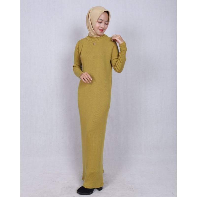 Riche - basic iner dress knit lengan panjang/pendek