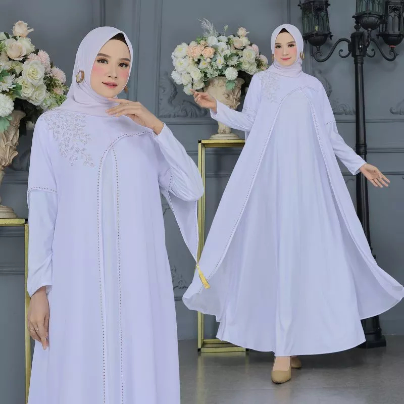 Gamis Abaya Turkey Putih Tulang / Baju Muslim Wanita