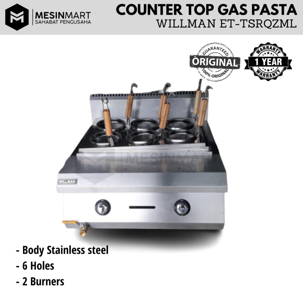Counter Top Gas Noodle Cooker Kompor Rebus Mie Pasta 6 Tungku WILLMAN