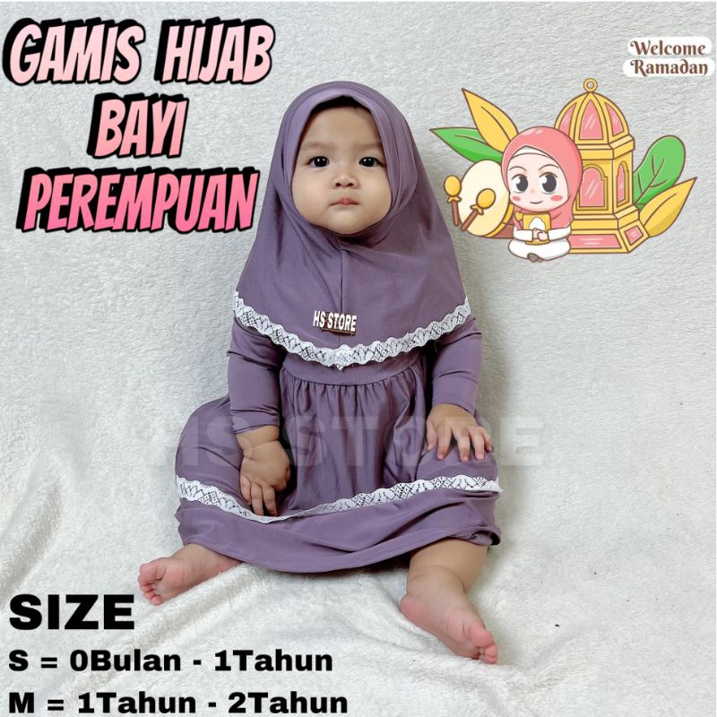 HARGA GROSIR !! GAMIS HIJAB BAYI PEREMPUAN / GAMIS ANAK PEREMPUAN FREE JILBAB TERMURAH