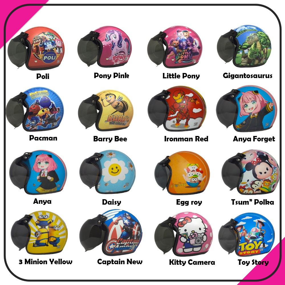 Helm Retro Bogo Kids Anak Printing Motif Lucu