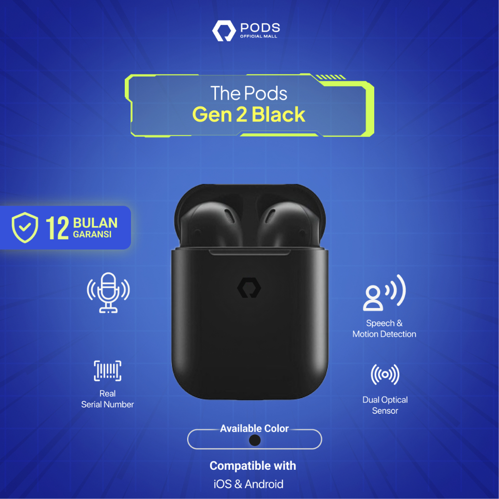 ThePods Gen 2 Black 2024 [LIMITED EDITION] - Wireless Charging Case Final Upgrade - (IMEI &amp; Serial Number Detectable) - By PodsIndonesia