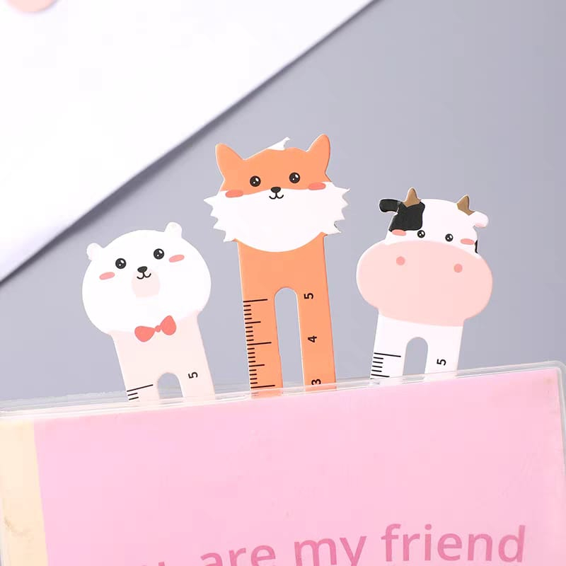 Penggaris Lucu Animal 5cm / Bookmarks Animal Ruler Pembatas Buku / Pembatas Buku Portable Motif Kartun Hewan Lucu Dengan Skala Untuk Pelajar