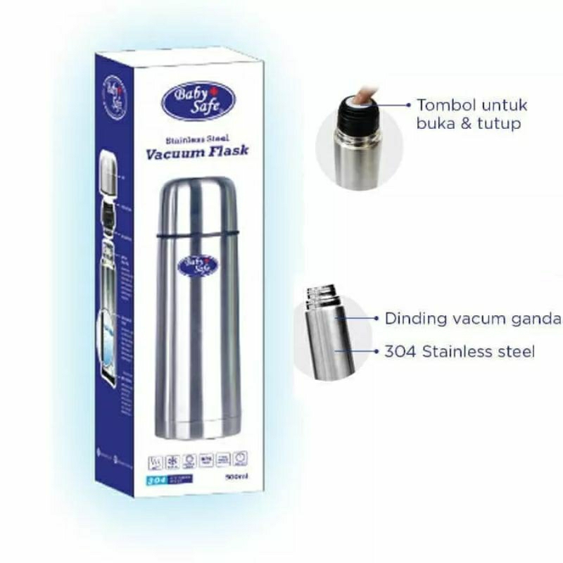 Baby Safe TER02 500/350ml Stainless Steel Vacuum Flask Termos Air Thermos