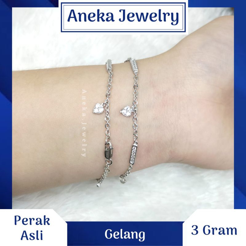 Gelang Holo Mata Baris Gantung Love, Perak 925