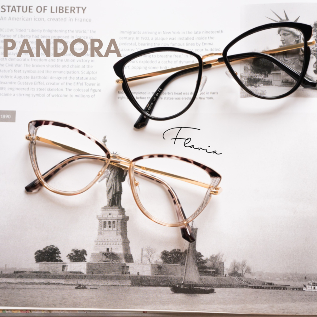 Flavia Eyewear - Kacamata Pandora Cat Eye Titanium (custom minus, photochromic, blueray, bluechromic)