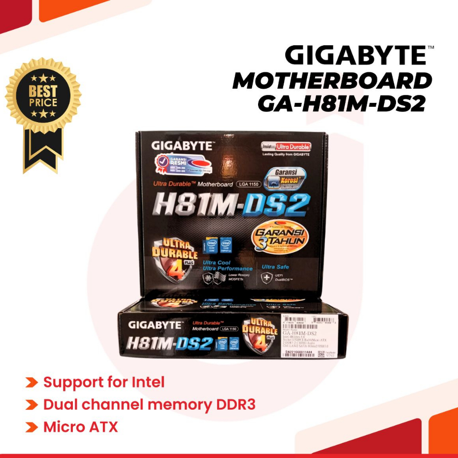 Mobo GIGABYTE GA-H81M-DS2 LGA1150 H81 DDR3 SATA3