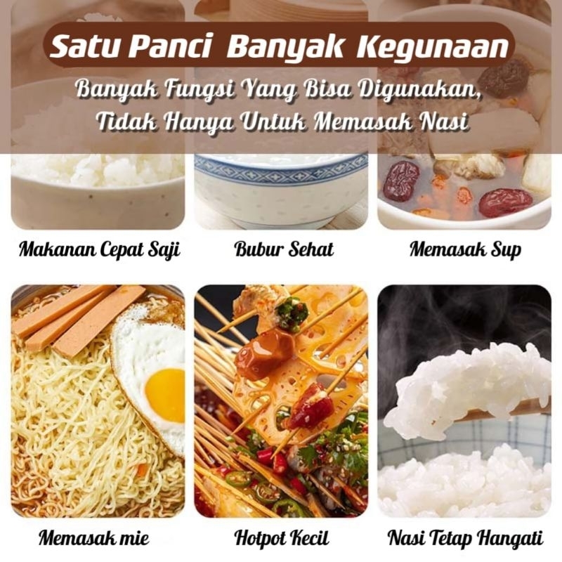 Rice Cooker Mini Smart Penanak Nasi Anti Lengket 2-4 Porsi / Magic Com 1.6 Liter Serbaguna⭐ IndoStar ⭐