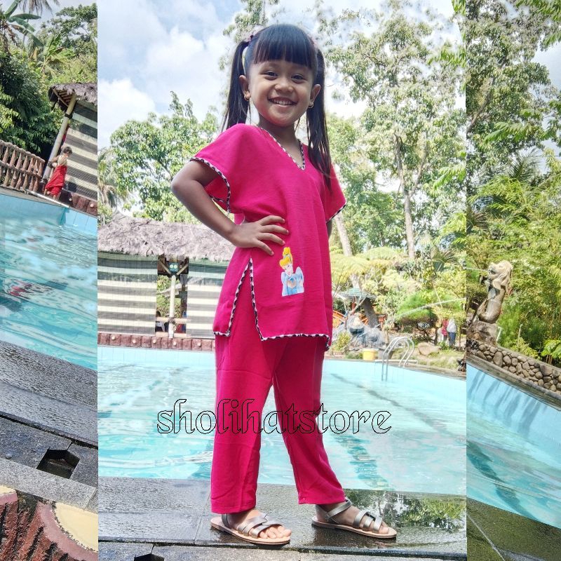 One Set Nagita Anak Perempuan Usia 1 Tahun Samapi 8 Tahun Bahan Crinkle Airflow Premium / Setelan Anak Model Nagita Bordir Dan Sablon / Set Long Square Nagita Anak