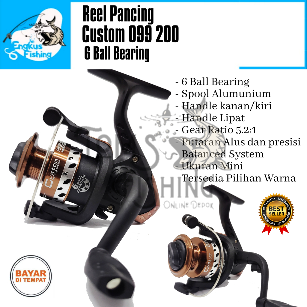 Reel Pancing Custom 099 200 Spool Alumunium (6 Bearing) Super Strong Murah - Engkus Fishing