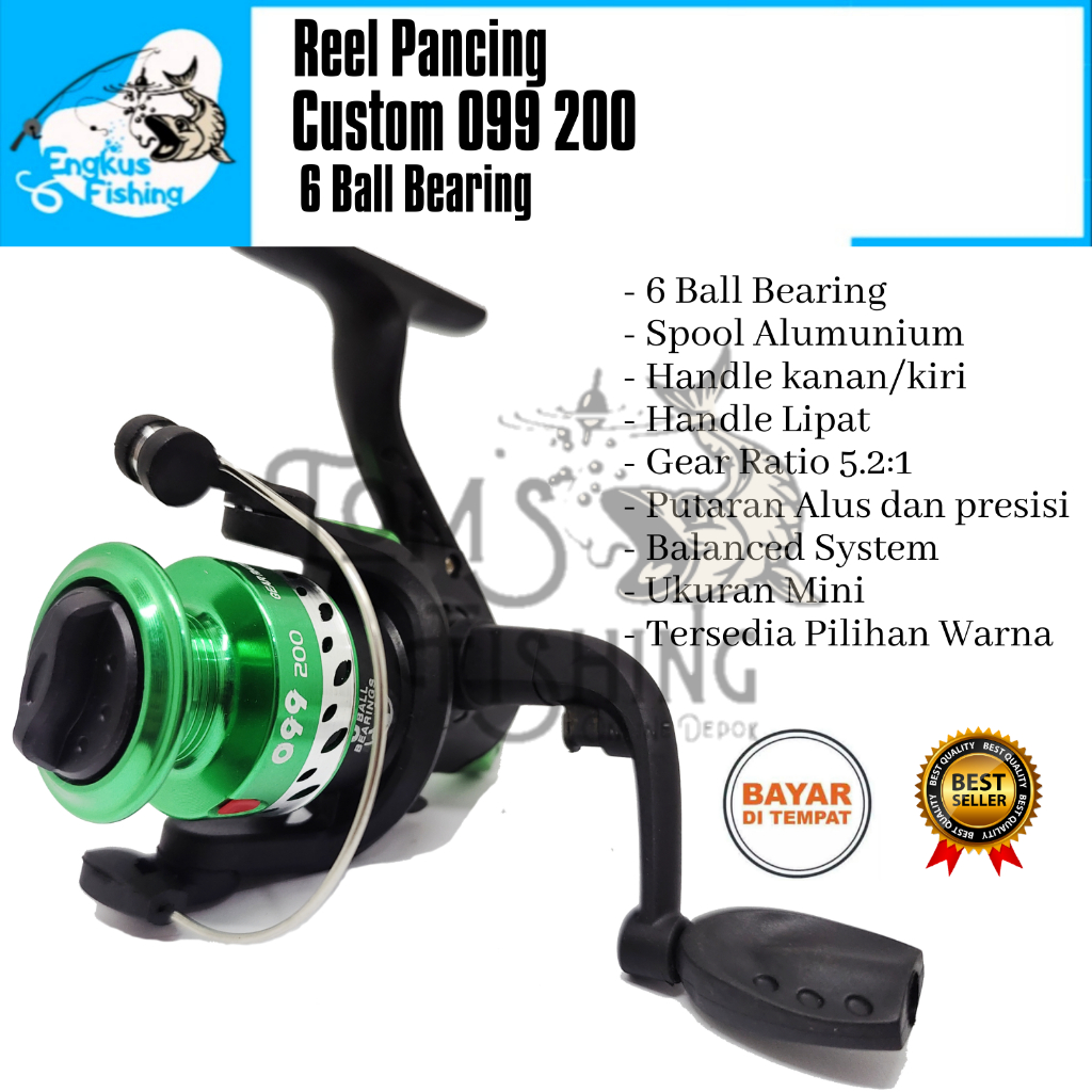 Reel Pancing Custom 099 200 Spool Alumunium (6 Bearing) Super Strong Murah - Engkus Fishing