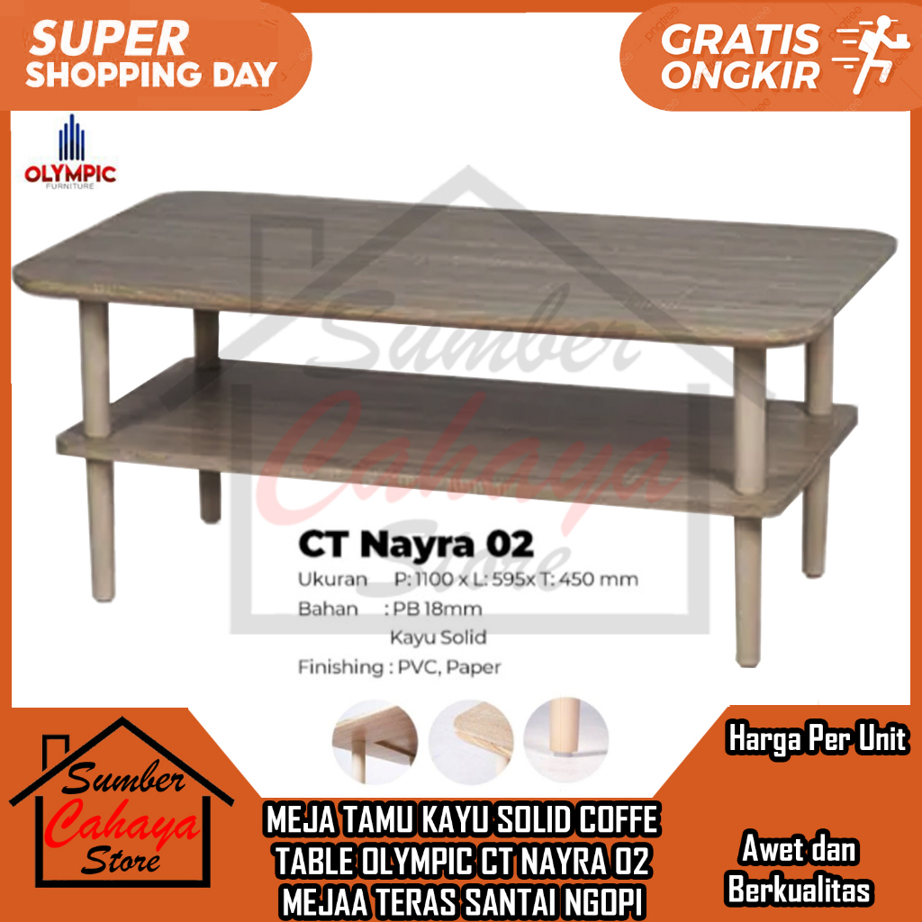 [Kargo] MEJA TAMU KAYU SOLID COFFE TABLE OLYMPIC CT NAYRA 02 MEJAA TERAS SANTAI NGOPI RESTO RESTORAN