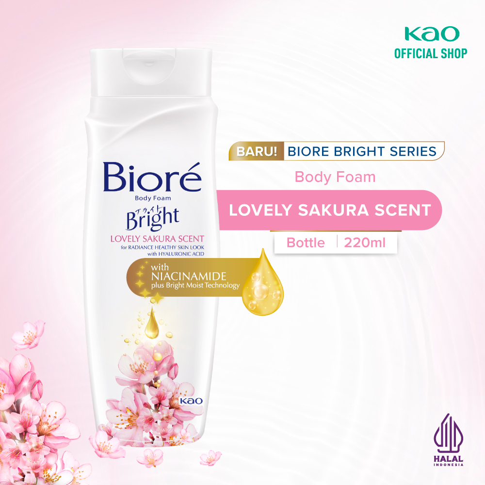 Biore Bright Body Foam Lovely Sakura Botol 220ml (Sabun Mandi Cair)