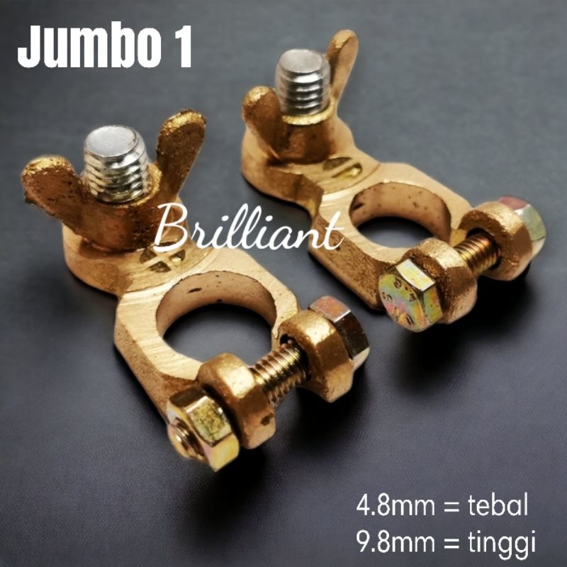 Klem Pool Accu / Aki - Kuningan - Ukuran Kecil / Besar / Jumbo - Harga Set 2pc