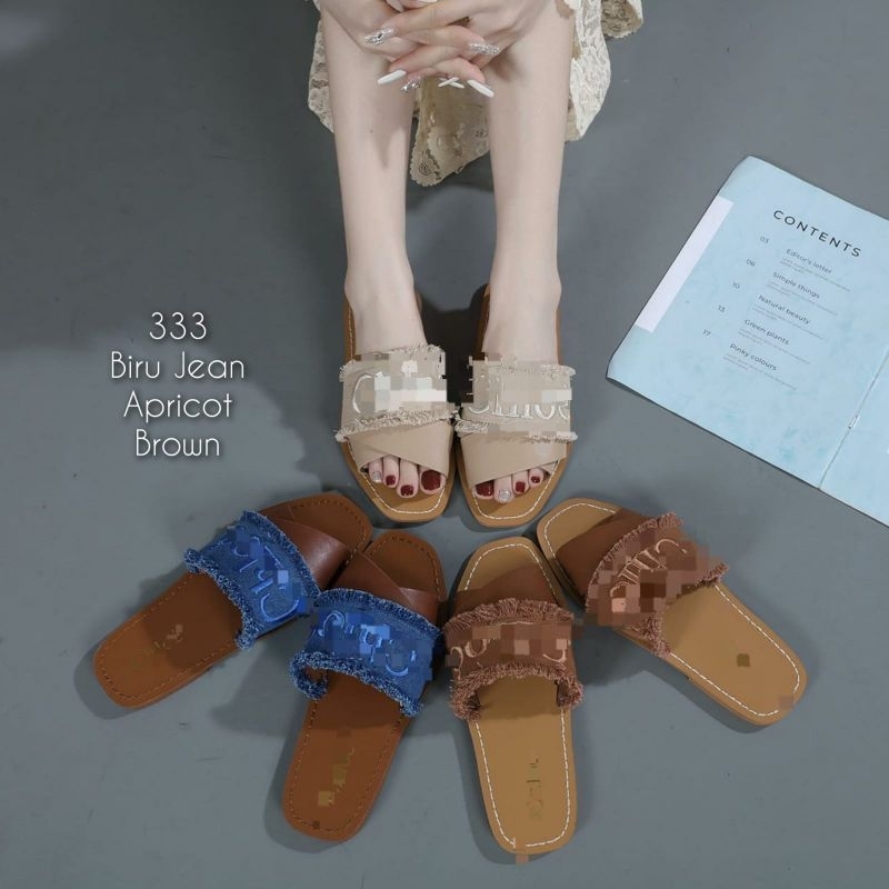 SANDAL WANITA IMPORT SLOP KAIN KANVAS 333