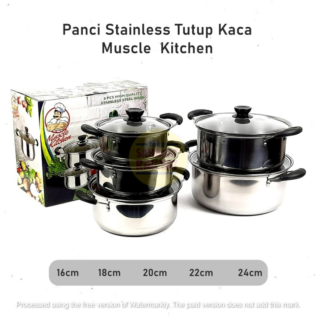 Panci Tutup Kaca Muscle Kitchen 18cm