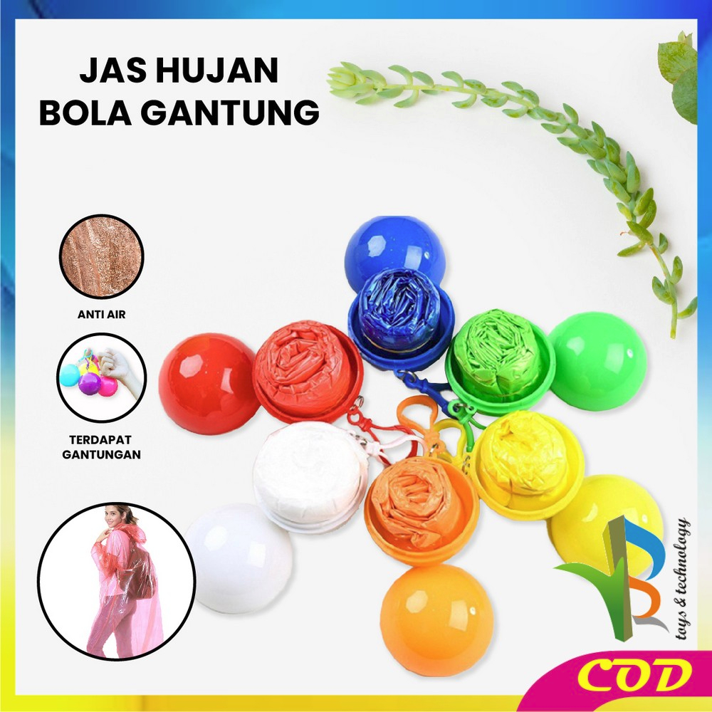 RB-C853 Jas Hujan Bola Plastik Gantung Warna Warni Anti Air / Jas hujan Konser Raincoat Travel Portable Dengan Gantungan Bola Kunci