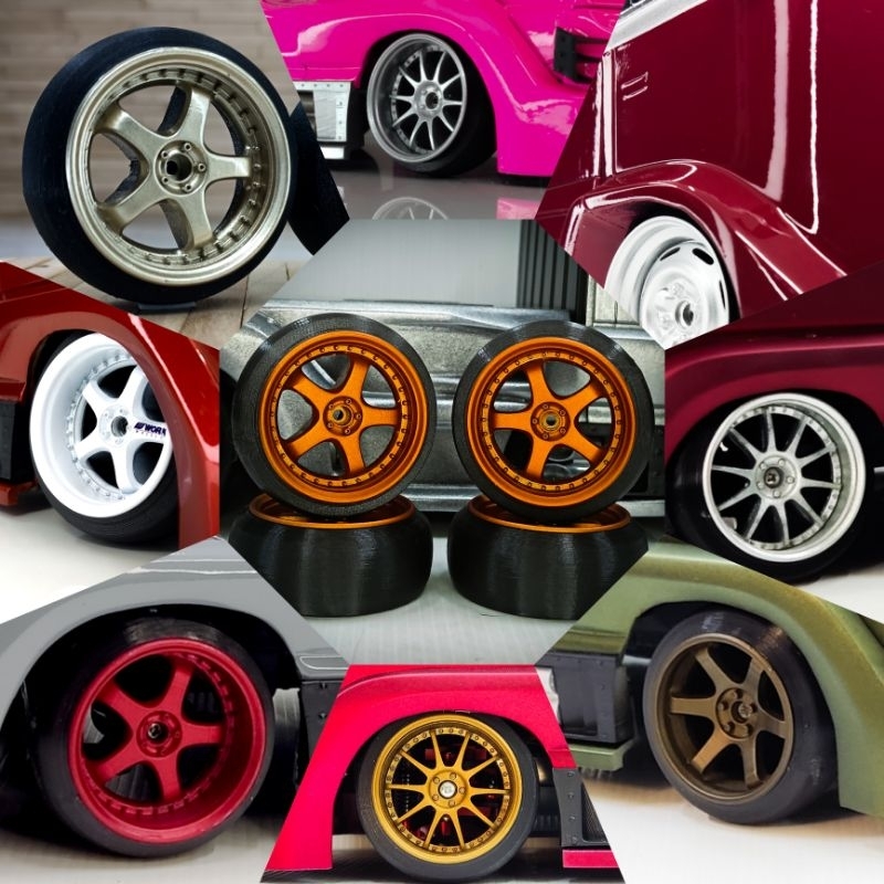 (1 SET/ 4 PCS) VELG WPL D12 D22 D42 RING 17, VELG RC 1:10 1:12 HEX 5MM PREMIUM