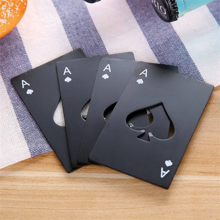 Kartu Pembuka Tutup Botol Stainless Steel Bottle Opener - POR-07 - Black