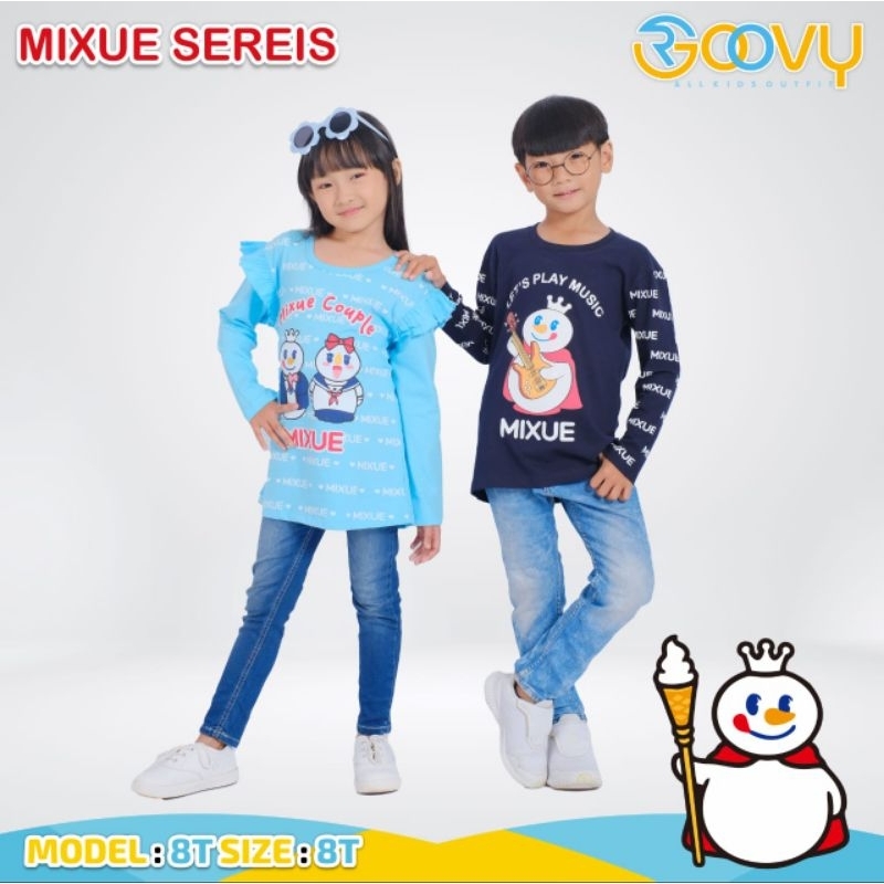 Kaos Anak Laki Laki Lengan Panjang Groovy Boys &amp; Girl Mixue Series Pakaian Anak Perempuan Murah 4-12 TahunREADY GROOVY BOYS &amp; GIRL MIXUE SERIES