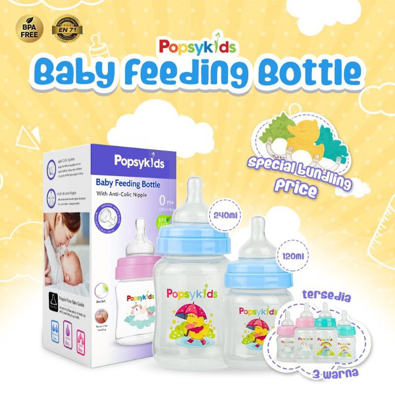 [rumahbayipdg] Popsykids wide neck clasic milk bottle // Botol susu bayi 120ml dan 240ml BPA Free