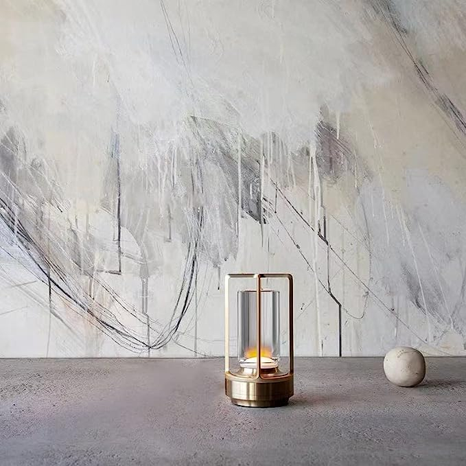 Lampu Meja Hias Touch LED USB Rechargeable Tri Color 2000mAh - TD005 - Golden