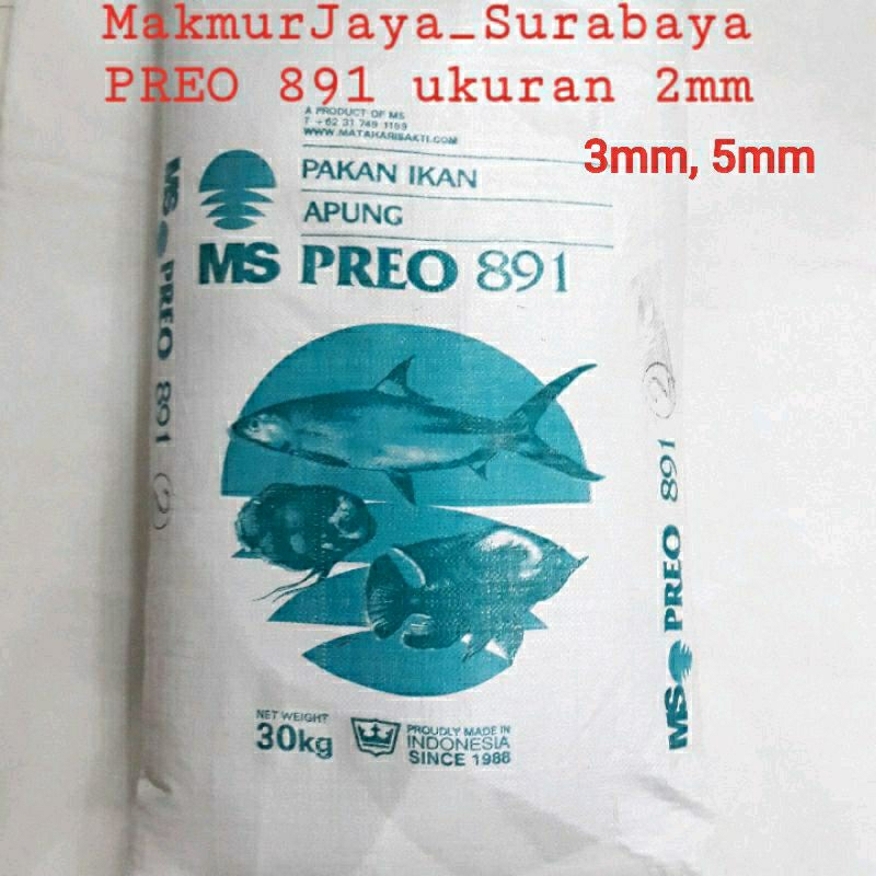 PELET / PAKAN  IKAN NILA MUJAER GURAMI PREO 891ukuran 2MM,3MM,5MM REPACK 1kg