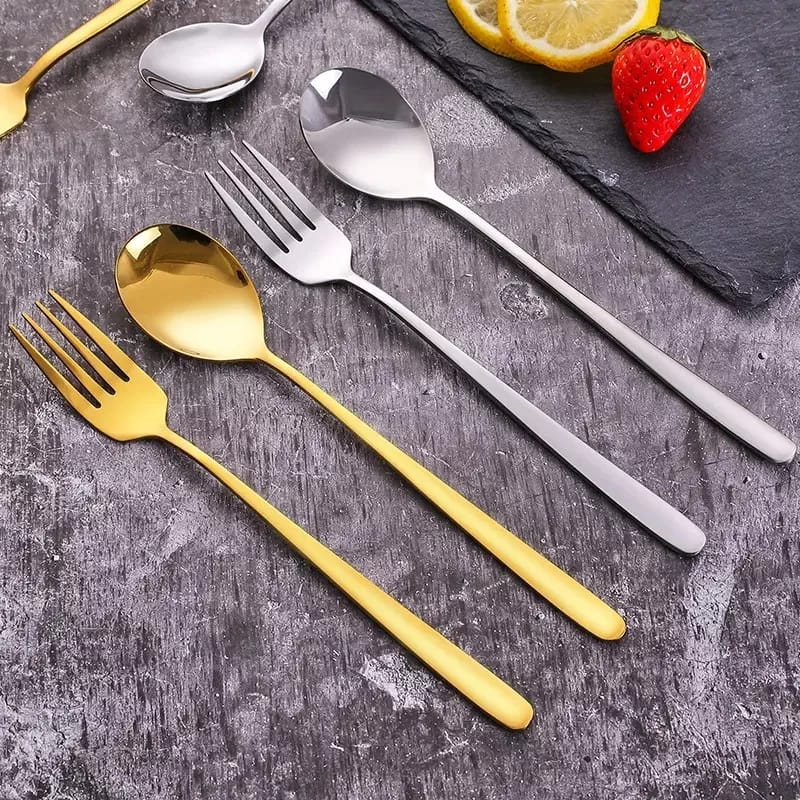 Sendok Garpu Korea Sujeo Gold Silver / Alat Makan Korean Panjang Spoon Fork