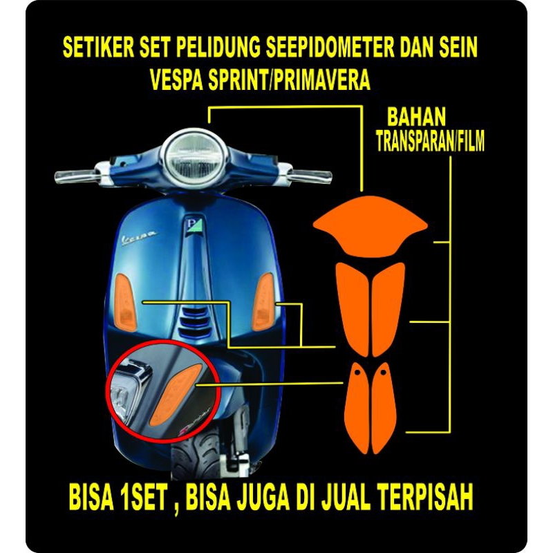 stiker set pelindung speedometer  dan sein Vespa Sprint/primavera