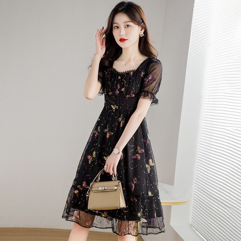 Dress Black Butterfly Rainbow M499