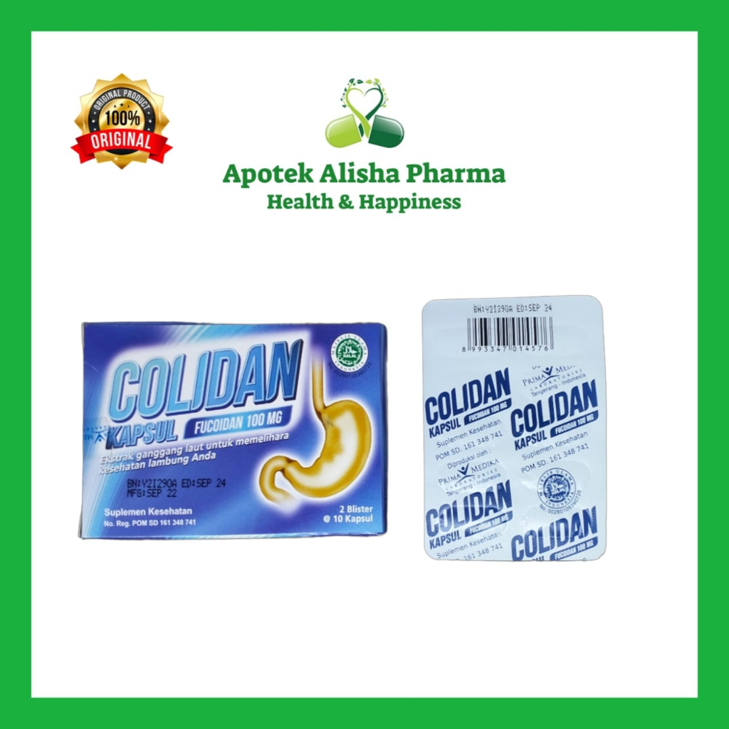 Colidan Kapsul 50/100mg (Strip 10kapsul) - Colidan Fucoidan Kapsul Suplemen Kesehatan Lambung/Pencernaan/Maag / Kolidan Ekstrak Ganggang Laut