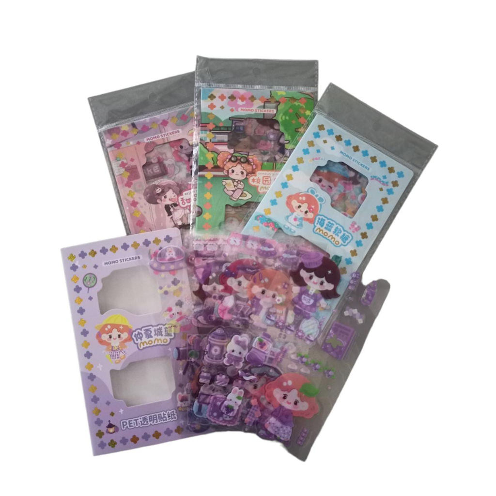 STIKER KARTUN LUCU ANTI AIR DEKORASI HANDBOOK LUCU /  STIKER MOMO KARTUN AESTHETIC WATERPROOF ISI 8 