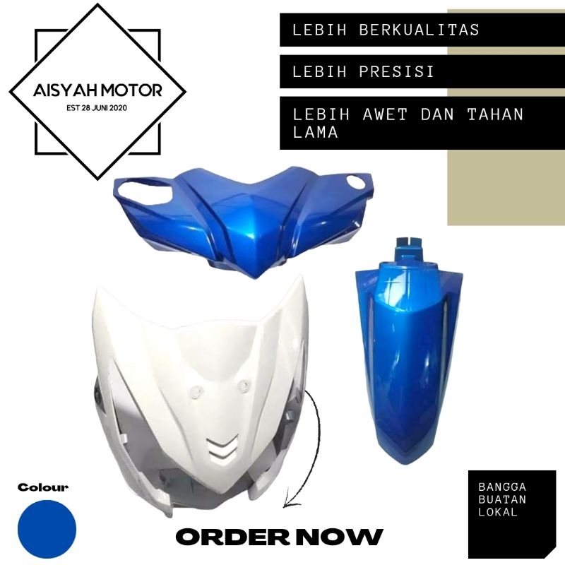 Cover Bodi Bagian Depan Honda Beat FI Esp Warna Biru Tahun 2015