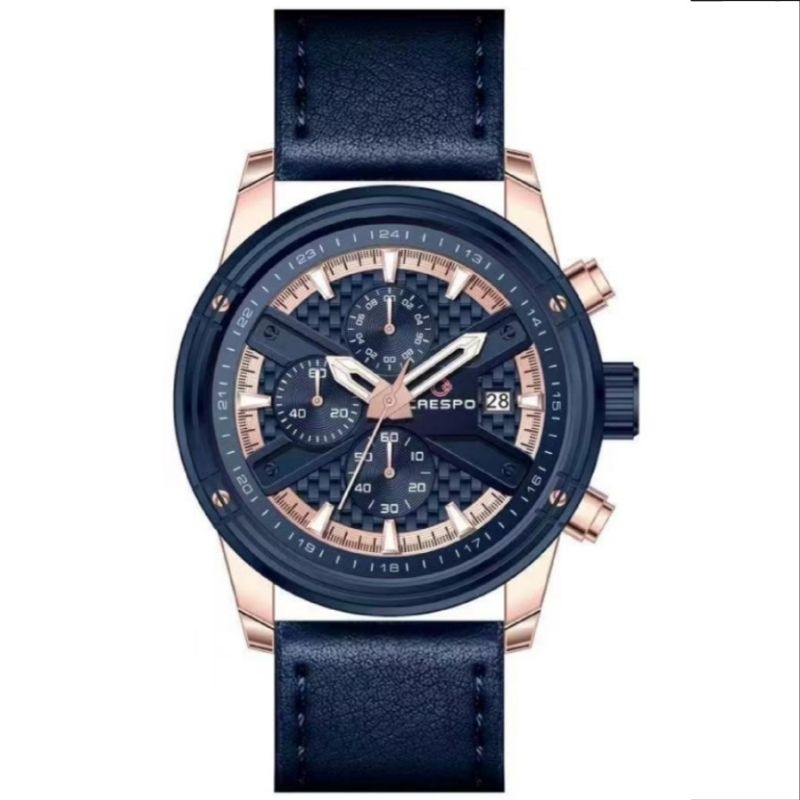 JAM TANGAN CRESPO KULIT TAHAN AIR BERGARANSI