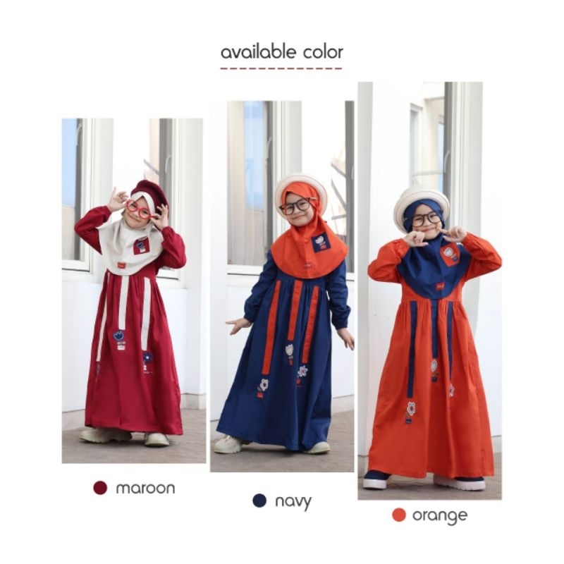 Terbaru Gamis Anak DANNIS JKPL 1006 Maroon - Navy - Orange Baju Muslim Anak