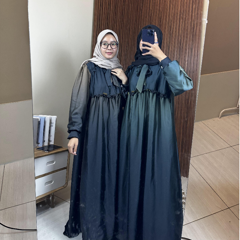 Zahra Dress Silk Gradasi Premium Lovisa Gamis Wanita Terbaru