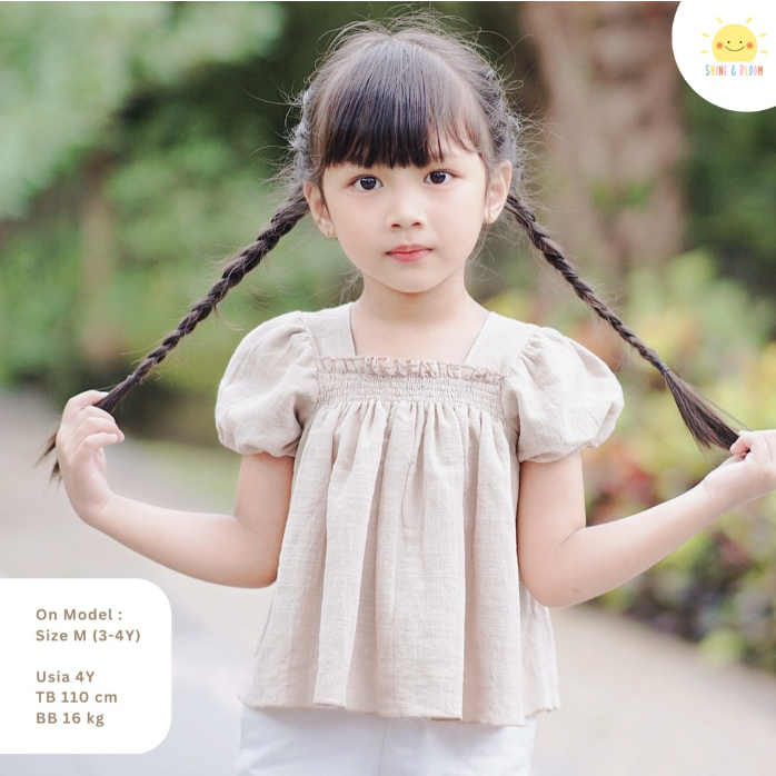 Emily Top 1-6 Tahun Puffy Blouse Linen Anak Perempuan CBKS SNB